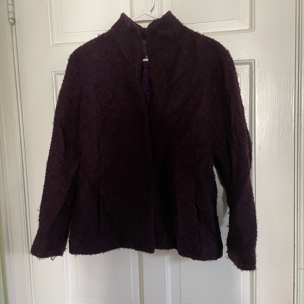 Eileen Fisher Mandarin Collar wool blend jacket coat